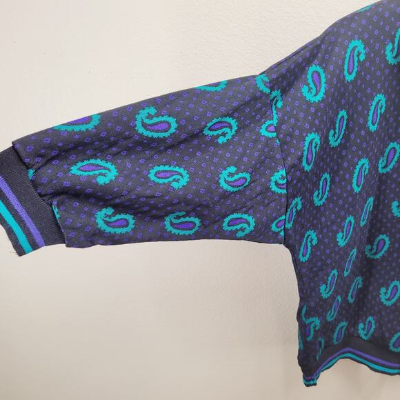 VTG 90s Paisley Blouse Sweater L Oversized Boxy Shoulder Pads USA Made - Picture 4 of 9